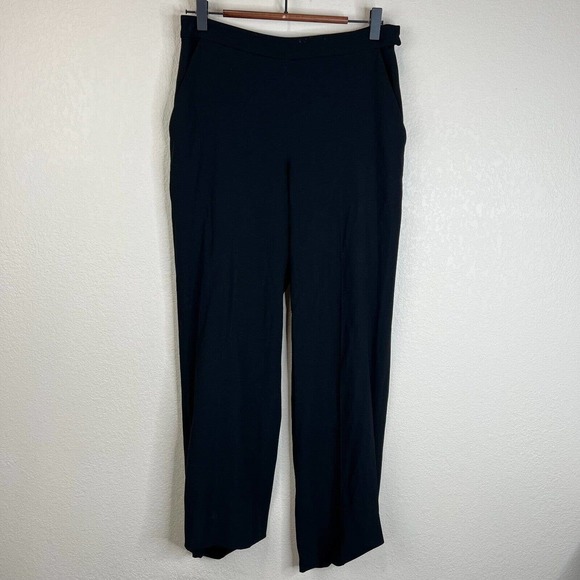 MM.Lafleur Womens Black Straight Leg Trouser Pants‎ Size 2 Flat Front Twill - Picture 1 of 16